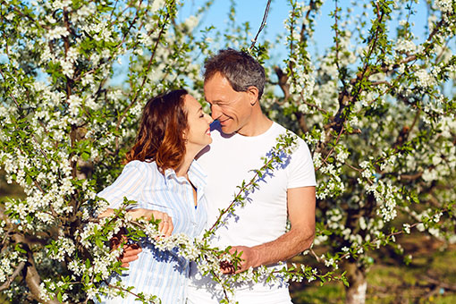 Middle-aged Couple from Orlando FL in the Park Near Where They Had Christian Marriage Counseling