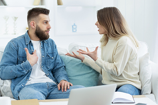 Middle-aged Husband and Wife Arguing Whether To Get Online Christian Couples Counseling